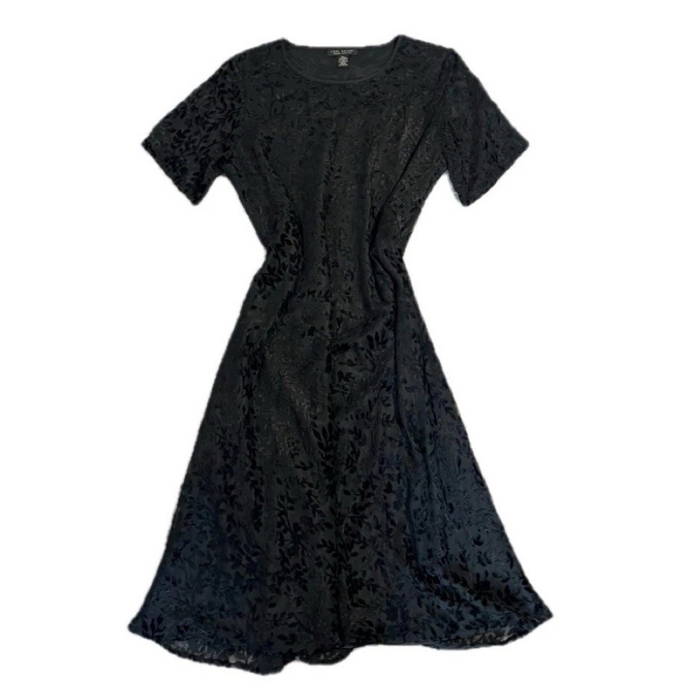 Lane Bryant Black Velvet Floral Maxi Dress 14/16 Formal Party